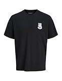 JACK & JONES Jorlife tee SS Crew Neck SMU, Pirate Black, M Hombres