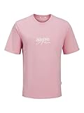 JACK & JONES Male Logo T-Shirt Joralmeria Branding tee SS Crew Neck, Tickled Pink, M Hombres