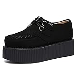 RoseG Mujer Zapatos Plataforma Gótico Punk Creepers Cordones Negro Size39