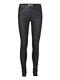 Vero Moda Vmseven Nw S.slim Smooth Coated Pants, Pantalones Mujer, Negro (Black/Coated), M/32