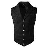 RUMAOZIA Chaleco vintage para hombre, steampunk, gótico, cuello alto, botón, corbata, chaleco gótico, steampunk, medieval, Oktoberfest, chaleco renacentista, chaleco de cuero para carnaval, Halloween,