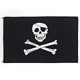AZ FLAG - Bandera Pirata Cabeza De Muerte - 90x60 cm - Bandera con Calavera 100% Poliéster con Ojales de Metal Integrados - 50g - Colores Vivos Y Resistente A La Decoloración
