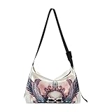 Bolso cruzado de cuero para mujer, cabeza de calavera con alas, Multicolor 28, Talla única