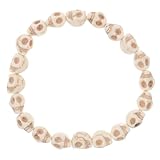 Holibanna Pulsera gótica de calavera Pulsera de Esqueleto de Halloween para Hombre Turquesa Blanca para Mujeres Y Hombres Gótica Accesorio de Moda Punk 20CM