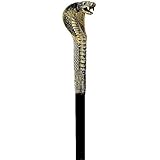 ATOSA bastón negro con cabeza de serpiente dorada 90 cm para faraón