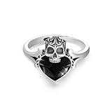 PARYFO Anillo de calavera para mujer y hombre, plata de ley 925, gótico, con cristal, retro, gótico, regalo para unisex, plata de ley, Plata de ley, Ninguno