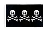 AZ FLAG - Bandera Pirata 3 Calaveras - 150x90 cm - Bandera Con Calavera 100% Poliéster Con Ojales de Metal integrados - 110g - Colores Vivos Y Resistente A La Decoloración
