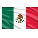 Ahfulife Bandera de Mexico 90cm x 150cm(3ft x 5ft), 1pcs Bandera Mexicana con Agujeros de Latón en Ambos Lados, Decoración de 2024 Día Nacional Jardin Callejeras Escuela Barra Fiesta