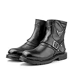 Ducavelli Rock Botas de piel auténtica con cordones para hombre, Negro , 43 EU