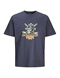 JACK & JONES Joreight Skull tee SS Crew Neck Camiseta, Noche Sombra Azul, S Hombres