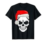 Calavera navideña con gorro de Navidad Camiseta