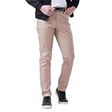 2026 Pantalones de cuero de corte estrecho para hombre Leggings Color Elástico Tendencia Motocicleta Pantalones de Cuero Pantalones de Entrenamiento Hombres Lisos, caqui, 32/L