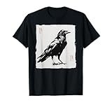 Arte japonés cuervo cuervo estilo vintage gótico Camiseta