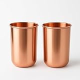 HEALTHANDWEALTH™ Vasos de cobre puro para beber - Vasos de cobre puro para salud ayurvédica - Juego de 2 piezas - 300 ml