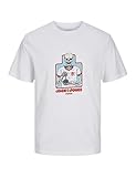 JACK & JONES Joreight Skull tee SS Crew Neck Camiseta, Blanco Brillante, L Hombres
