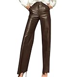 NUSGEAR Pantalones de Cuero Mujer Casual Moda Pants Jogging Slim Fit Retro Vintage Pantalones Largos Fiesta Elegante Deportes gótico Punk Pantalones Bolsillos 2025