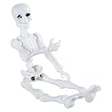 Qcbuegof Articulado pequeño esqueleto humano réplica de 9 cm modelo de calavera blanca modelo de esqueleto humano para Halloween juguete artesanal figuras de esqueleto