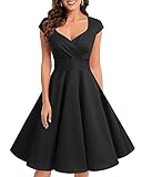 Bbonlinedress Vestido Fiesta Mujer Retro Años 50 Vintage de Cóctel Invierno para Invitada Boda Comunion Dama de Honor Cuello V Manga Corta Black XL