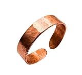 Antica Fucina Rho® - Anillo Ajustable de Cobre en Bruto | Fino y Esencial – Grosor del metal 0,8 mm | Artesanía 100% Hecho en Italia | Unisex | Modelo Roma - Talla 4-8 (47-57 mm)