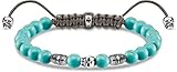 THOMAS SABO A1945-504-17-L22V - Pulsera para hombre, diseño de calavera turquesa, perlas de turquesa pulidas, elementos ennegrecidos de plata de ley 925, longitud: 15-22 cm, 15-22 cm, Gema Plata de