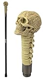 Middle-England Bastón de 92 cm de imitación de marfil/hueso con cabeza de cráneo Swagger Bastón accesorio decorativo