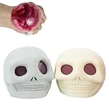 NMM Juego de 2 bolas de estrés para Halloween, diseño de calaveras, color blanco y gris, material TPR, juguete antiestrés para adultos y niños