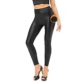 Zilams Pantalones Cuero Mujer Push Up Leggings Efecto Piel Cintura Alta Sexy Pantalones PU Elásticos