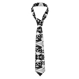Corbata clásica de seda para hombre, diseño de calaveras en blanco y negro, Negro -, talla única