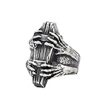 MAGIIE Anillo Abierto para Hombre, Anillo de Vampiro, Anillo Hueso Muerto,Anillo Cráneo Calavera de Apertura para Hombres (plata)