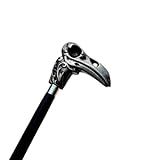 ANTIQLICIOUS Bastón de madera con mango de calavera de cuervo con 2 pliegues negro, hecho de metal, el mejor bastón resistente y duradero para los amantes de Reavn