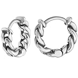 Beebeecraft 1 caja de 2 aros Pequeños Y Gruesos de Plata con Bolsa de Terciopelo 316 anillos Ligeros Y Cómodos de Acero Inoxidable Quirúrgico de 12mm Pendiente de Calavera de Plata gua para Mujeres