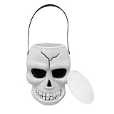 Genérico Cubo De Halloween,Cubo De Caramelos De Halloween con Calavera - con Asa Bote De Snacks para Adultos Boda Gótica Escritorio Juguete Chico Chica