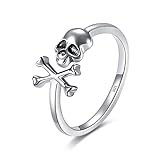ZLING Anillos De Calavera De Plata De Ley 925 para Mujer, Anillos De Esqueleto Gótico, Traje Vintage, Joyería Fina