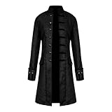 Chaqueta de hombre, frac medieval gótico, Steampunk, levita para Halloween, carnaval, cosplay, disfraz (as3, edad, talla única, negro, M)