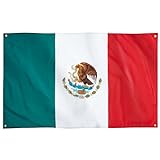 Runesol Bandera de México, 91x52cm, 3ft x 5ft, 4 Ojales, Ojal en Cada Esquina, Bandera Mexicana, La Tricolor, Estados Unidos Mexicanos, Golf, Bandera de Méjico, Banderas Premium