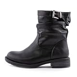 Toocool Botas de mujer biker bajas motociclista casual hebilla Zapatos botas G527, Negro , 39 EU