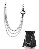 MOPZIJA ropa punk,Cadena de Jeans de Acero Inoxidable Hip Hop Punk Pantalones en Capas Cadena Hombres Mujeres Ropa Accesorios Fit Wallet Key Backpack,cadena acero inoxidable mujer
