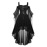 MOKBAY Vestido Medieval Traje Halloween Mujer Negro Vampiro Elegante Vestido Gotico Scary Vampire Disfraz Bruja Medievales Medieval Gótica Disfraz Mujer Halloween Negro L