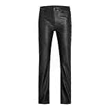 JJXX Jxkenya Hw Straight Pantalones de Piel Sintética, Pantalones Mujer, Negro/Detalle: Mate Largo, M