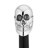 Bastón De Madera con De Vintage Antiguo Calavera Diseño Plata Finalizar Manejar Hecho A Mano Ligero Decorativo Regalo Ideal para Hombres Mujeres Y Mayores Adultos 35 Pulgadas