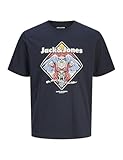 JACK & JONES Jjxmas-Camiseta de Calavera de Navidad con Cuello Redondo, Capitán del Cielo, S para Hombre