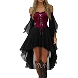 MOKBAY Vestidos Goticos Mujer Góticos Vestidos Medievales Disfraz Halloween Bruja de La Muerte Sexy Elegante Gotica Vino Sexy Halloween Costume Disfraz Bruja Mujer Vino S