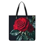 LPSADGF Bolso de mano de piel con diseño de calavera punk rock para mujer, con diseño de hebilla magnética, bolsa casual, Fondo negro rosa roja, 39x39cm