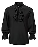 MakingDa Camisa de manga larga estilo victoriano, estilo renacentista, estilo steampunk, estilo pirata medieval, Negro, 54, XL