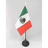 AZ FLAG Bandera de Mesa de MÉXICO 15x10cm - BANDERINA de DESPACHO Mexicana 10 x 15 cm Punta Dorada