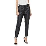 VERO MODA Faux Leather Trousers VMEVA Mid Waist Trousers Black XL 32 Black