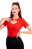 Ro Rox Eva Blusa Vintage Pinup Retro Rockabilly 1950 Formal Oficina - Rojo (S)