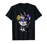 Cráneo de mujer gótica Día de los Muertos Camiseta