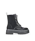 BOSANOVA Botas Militares Estilo Punk con Plataforma Dentada y Cordones hasta la Parte Superior. Cierre con Cremallera. Calzado para Mujer Negro 38