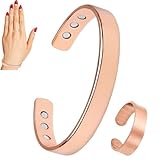 Imán magnético, pulsera de cobre, apertura suave ajustable, pulsera de anillo para parejas, estilo delgado y minimalista, ajustable, adecuado tanto para hombres como para mujeres.